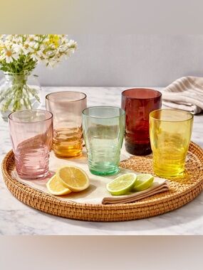 VTG MCM Rainbow Juice Shot Glasses Set of 5 Ribbed 2.5”